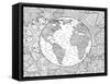 Beautiful Adult Coloring Book Page with Stylized Planet Earth-null-Framed Stretched Canvas