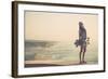 Beautiful And Fashion Young Woman Posing With A Skateboard-iko-Framed Art Print