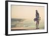 Beautiful And Fashion Young Woman Posing With A Skateboard-iko-Framed Art Print