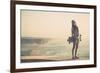 Beautiful And Fashion Young Woman Posing With A Skateboard-iko-Framed Art Print