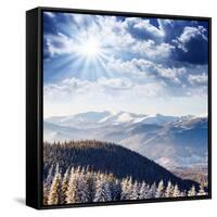 Beautiful and Frosty Winter Landscape in the Mountains-Leonid Tit-Framed Stretched Canvas