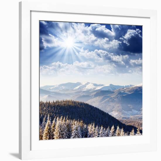 Beautiful and Frosty Winter Landscape in the Mountains-Leonid Tit-Framed Photographic Print