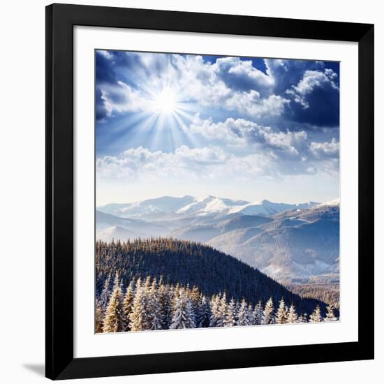 Beautiful and Frosty Winter Landscape in the Mountains-Leonid Tit-Framed Photographic Print