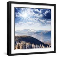 Beautiful and Frosty Winter Landscape in the Mountains-Leonid Tit-Framed Photographic Print