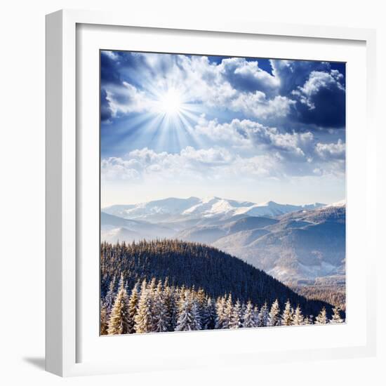 Beautiful and Frosty Winter Landscape in the Mountains-Leonid Tit-Framed Photographic Print