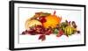 Beautiful Autumn Themed Background with Colorful Leaves and Pumpkins-Wirestock-Framed Photographic Print