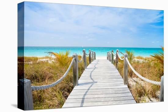 Beautiful Beach at Caribbean Providenciales Island in Turks and Caicos-BlueOrange Studio-Stretched Canvas