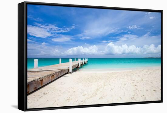 Beautiful Beach at Caribbean Providenciales Island in Turks and Caicos-BlueOrange Studio-Framed Stretched Canvas