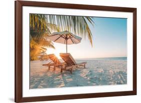 Beautiful Beach. Chairs on the Sandy Beach near the Sea. Summer Holiday and Vacation Concept for To-icemanphotos-Framed Photographic Print