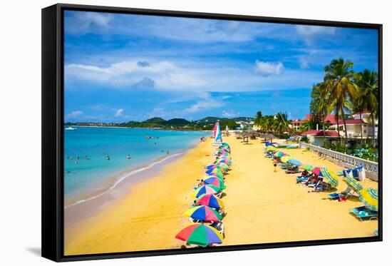 Beautiful Beach in Saint Lucia, Caribbean Islands-mffoto-Framed Stretched Canvas