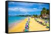 Beautiful Beach in Saint Lucia, Caribbean Islands-mffoto-Framed Stretched Canvas