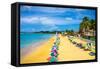 Beautiful Beach in Saint Lucia, Caribbean Islands-mffoto-Framed Stretched Canvas