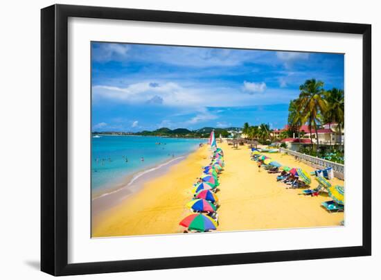 Beautiful Beach in Saint Lucia, Caribbean Islands-mffoto-Framed Photographic Print