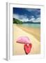 Beautiful Beach Landscape with Hat and Flip-Flops in Thailand-haveseen-Framed Photographic Print