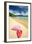 Beautiful Beach Landscape with Hat and Flip-Flops in Thailand-haveseen-Framed Photographic Print