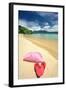 Beautiful Beach Landscape with Hat and Flip-Flops in Thailand-haveseen-Framed Photographic Print