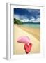 Beautiful Beach Landscape with Hat and Flip-Flops in Thailand-haveseen-Framed Photographic Print