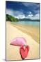 Beautiful Beach Landscape with Hat and Flip-Flops in Thailand-haveseen-Mounted Photographic Print