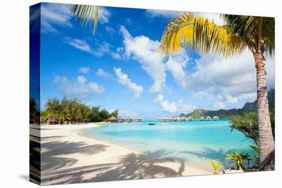 Beautiful Beach on Bora Bora Island in French Polynesia-BlueOrange Studio-Stretched Canvas