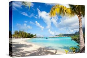 Beautiful Beach on Bora Bora Island in French Polynesia-BlueOrange Studio-Stretched Canvas