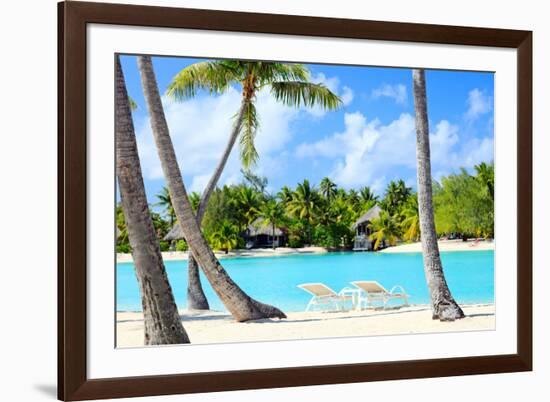 Beautiful Beach on Bora Bora Island in French Polynesia-BlueOrange Studio-Framed Photographic Print