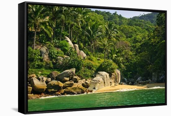 Beautiful Beach on Tropical Pacific Coast of Mexico-elenathewise-Framed Stretched Canvas