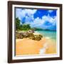 Beautiful Beach Surrounded by Mountains in Cuba-Kamira-Framed Photographic Print