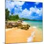 Beautiful Beach Surrounded by Mountains in Cuba-Kamira-Mounted Photographic Print