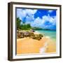 Beautiful Beach Surrounded by Mountains in Cuba-Kamira-Framed Photographic Print