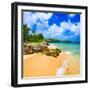 Beautiful Beach Surrounded by Mountains in Cuba-Kamira-Framed Photographic Print