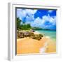 Beautiful Beach Surrounded by Mountains in Cuba-Kamira-Framed Photographic Print