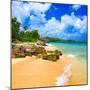 Beautiful Beach Surrounded by Mountains in Cuba-Kamira-Mounted Photographic Print