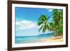 Beautiful Beach. View of Nice Tropical Beach with Palms Around. Holiday and Vacation Concept. Tropi-Vixit-Framed Photographic Print