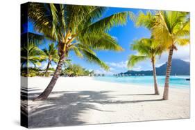 Beautiful Beach with a View of Otemanu Mountain on Bora Bora Island-BlueOrange Studio-Stretched Canvas