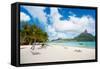 Beautiful Beach with a View of Otemanu Mountain on Bora Bora Island-BlueOrange Studio-Framed Stretched Canvas