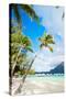 Beautiful Beach with a View of Otemanu Mountain on Bora Bora Island-BlueOrange Studio-Stretched Canvas