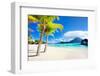 Beautiful Beach with a View of Otemanu Mountain on Bora Bora Island-BlueOrange Studio-Framed Photographic Print