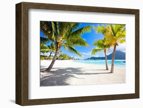 Beautiful Beach with a View of Otemanu Mountain on Bora Bora Island-BlueOrange Studio-Framed Photographic Print