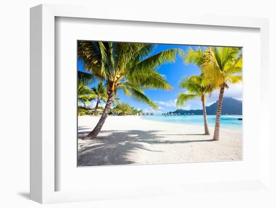 Beautiful Beach with a View of Otemanu Mountain on Bora Bora Island-BlueOrange Studio-Framed Photographic Print