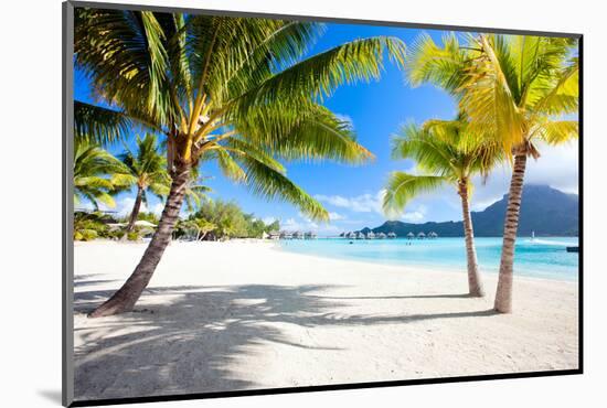 Beautiful Beach with a View of Otemanu Mountain on Bora Bora Island-BlueOrange Studio-Mounted Photographic Print