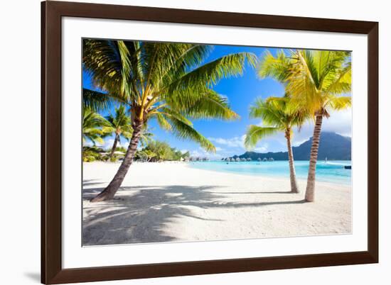 Beautiful Beach with a View of Otemanu Mountain on Bora Bora Island-BlueOrange Studio-Framed Photographic Print