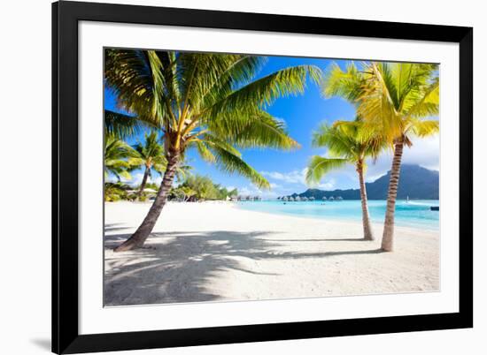 Beautiful Beach with a View of Otemanu Mountain on Bora Bora Island-BlueOrange Studio-Framed Photographic Print