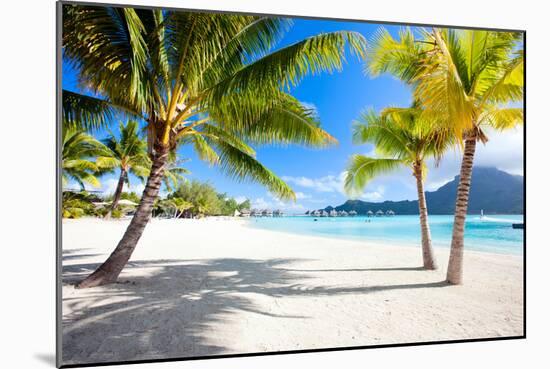 Beautiful Beach with a View of Otemanu Mountain on Bora Bora Island-BlueOrange Studio-Mounted Photographic Print