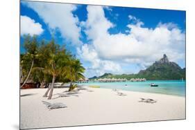 Beautiful Beach with a View of Otemanu Mountain on Bora Bora Island-BlueOrange Studio-Mounted Photographic Print