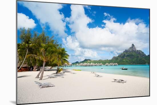 Beautiful Beach with a View of Otemanu Mountain on Bora Bora Island-BlueOrange Studio-Mounted Photographic Print