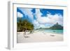 Beautiful Beach with a View of Otemanu Mountain on Bora Bora Island-BlueOrange Studio-Framed Photographic Print