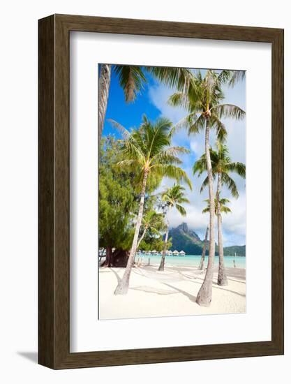 Beautiful Beach with a View of Otemanu Mountain on Bora Bora Island-BlueOrange Studio-Framed Photographic Print