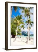 Beautiful Beach with a View of Otemanu Mountain on Bora Bora Island-BlueOrange Studio-Framed Photographic Print