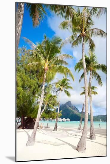 Beautiful Beach with a View of Otemanu Mountain on Bora Bora Island-BlueOrange Studio-Mounted Photographic Print