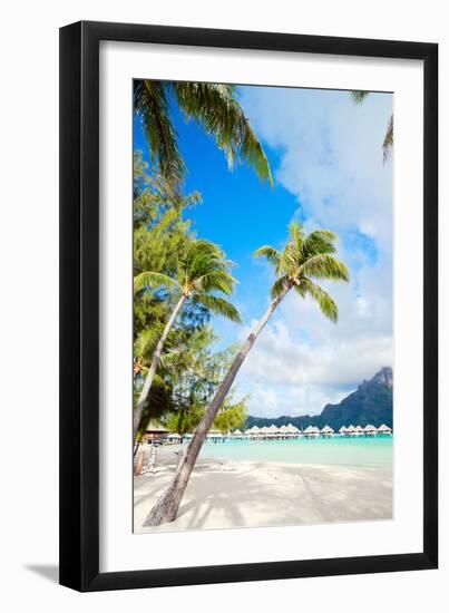 Beautiful Beach with a View of Otemanu Mountain on Bora Bora Island-BlueOrange Studio-Framed Photographic Print